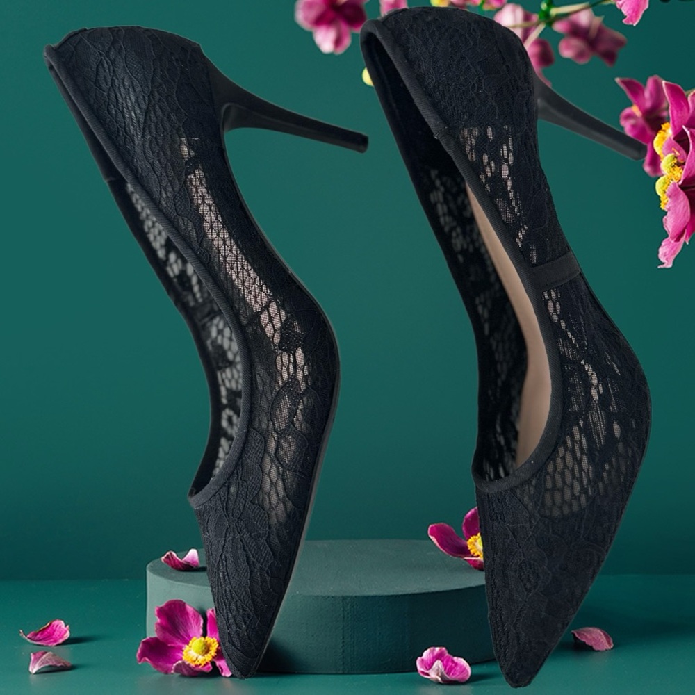 Karl Lagerfeld Black Heels with Textured Elegance